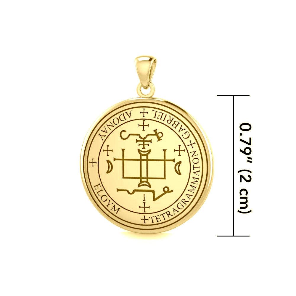 Archangel Gabriel Sigil Pendant In Solid Gold Small Necklace For Divine Guidance And Protection