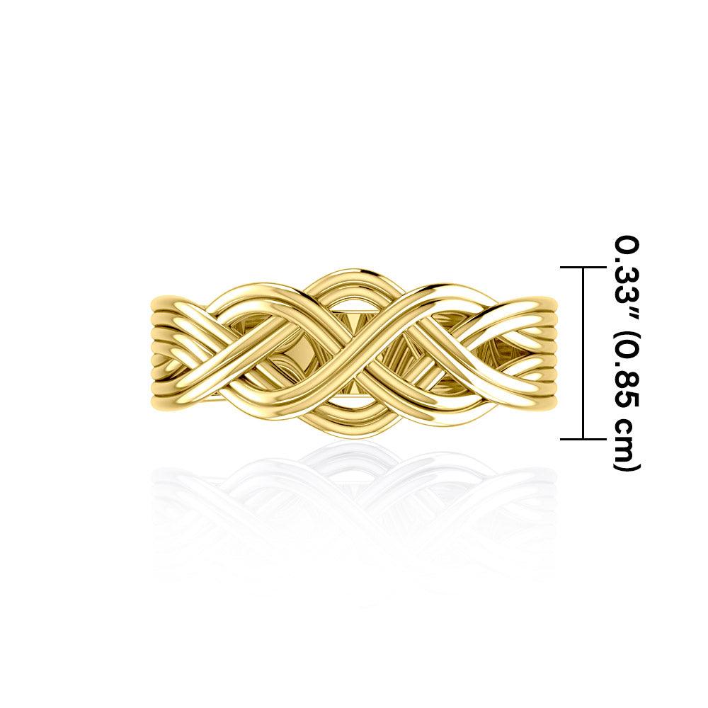 Banded Celtic Knotwork 18K Solid Gold Ring -18K