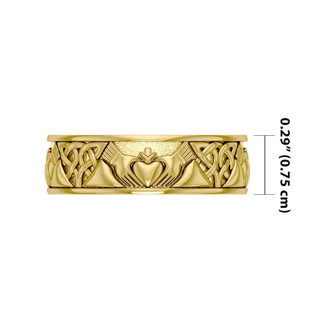A love to last a lifetime ~ Celtic Knotwork Claddagh 14K Solid Gold Ring