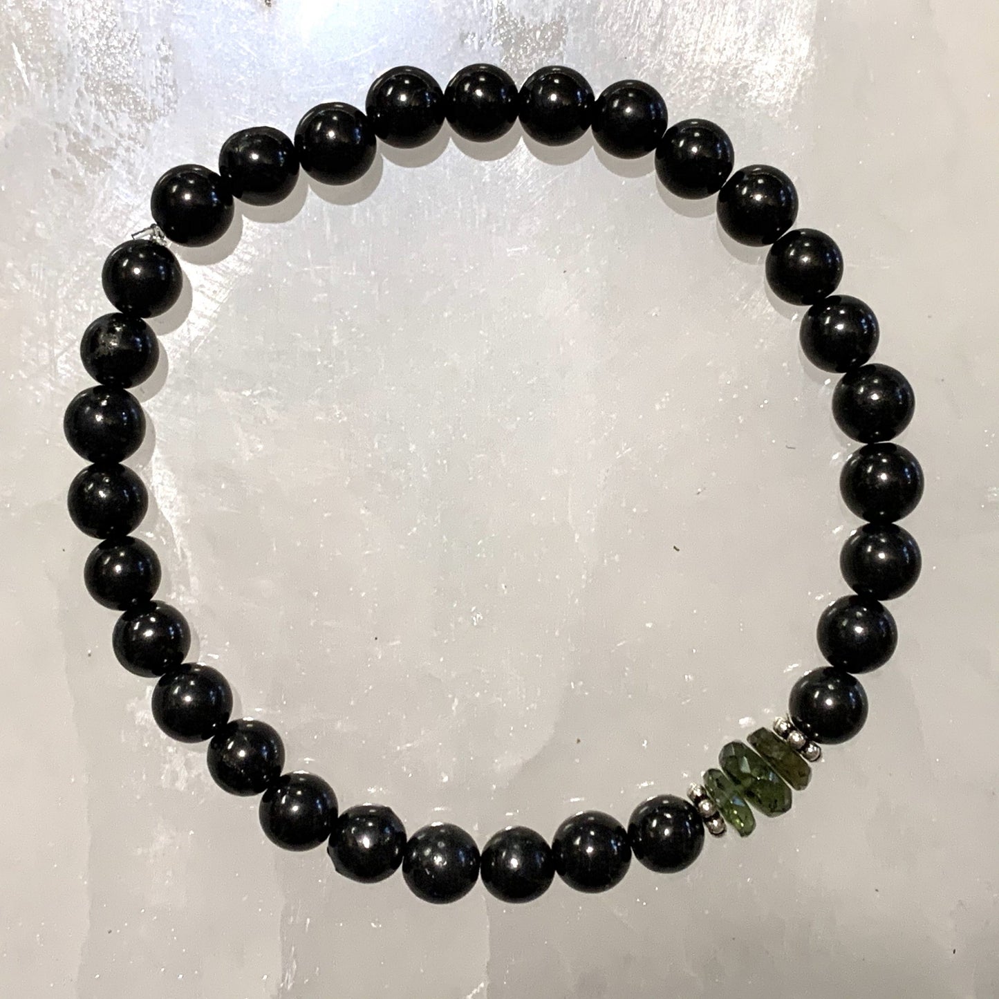 Moldavite and Shungite Elastic Bracelet