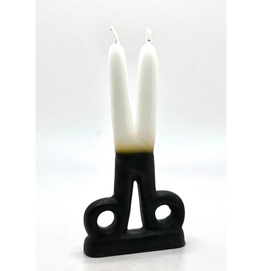Scissors shape candle White and Black reversible 5-6"