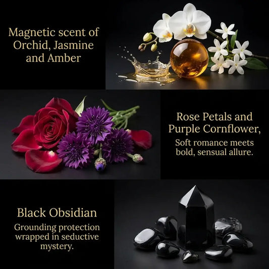 Dark Orchid Pheromone Body Oil — Seductive Orchid, Jasmine & Amber with Black Obsidian