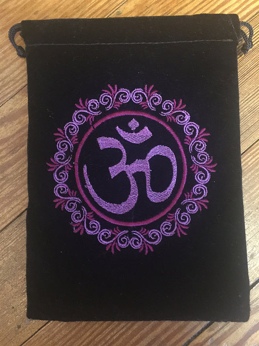 Embroidered Velvet Tarot Bags - Om