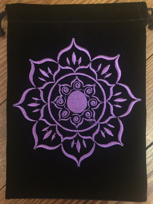 Embroidered Velvet Tarot Bags - Lotus