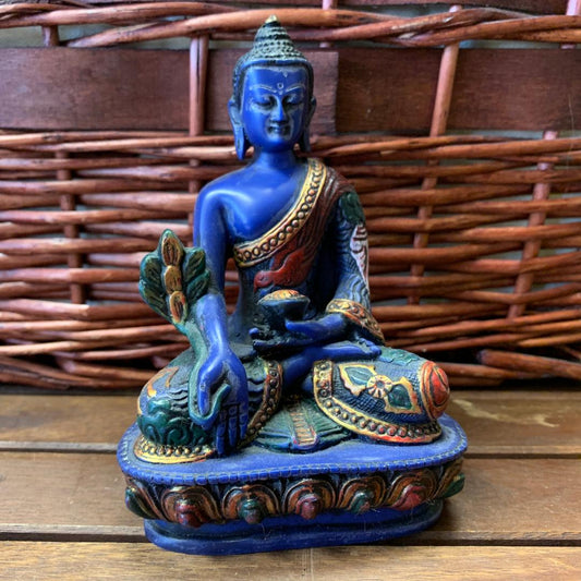 Buddha Statue Blue Resin