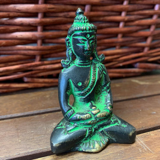Buddha Statue Green Brass