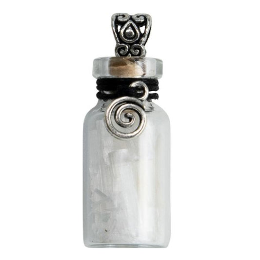 Selenite Chip Bottle Necklace w/ Spiral