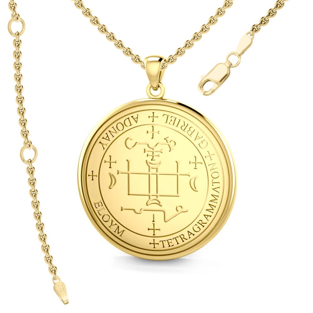 Archangel Gabriel Sigil Pendant In Solid Gold Jewelry Spiritual Protection Charm