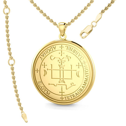 Archangel Gabriel Sigil Pendant In Solid Gold Jewelry Spiritual Protection Charm