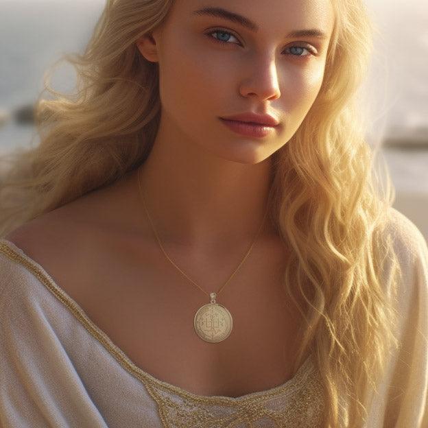 Archangel Gabriel Sigil Pendant In Solid Gold Jewelry Spiritual Protection Charm