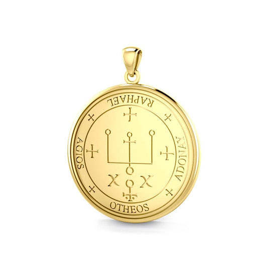Sigil Of The Archangel Raphael Solid Gold Pendant Healing Wisdom Protection Jewelry