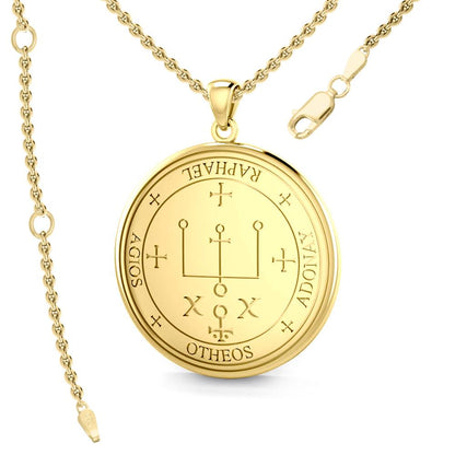 Sigil Of The Archangel Raphael Solid Gold Pendant Healing Wisdom Protection Jewelry