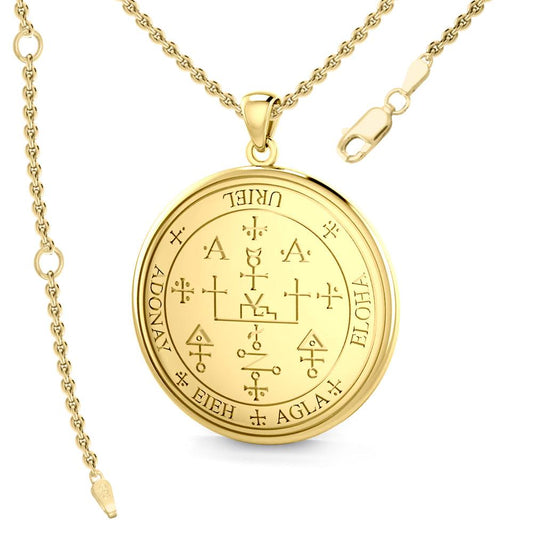 Sigil of the Archangel Uriel Solid Gold Pendant