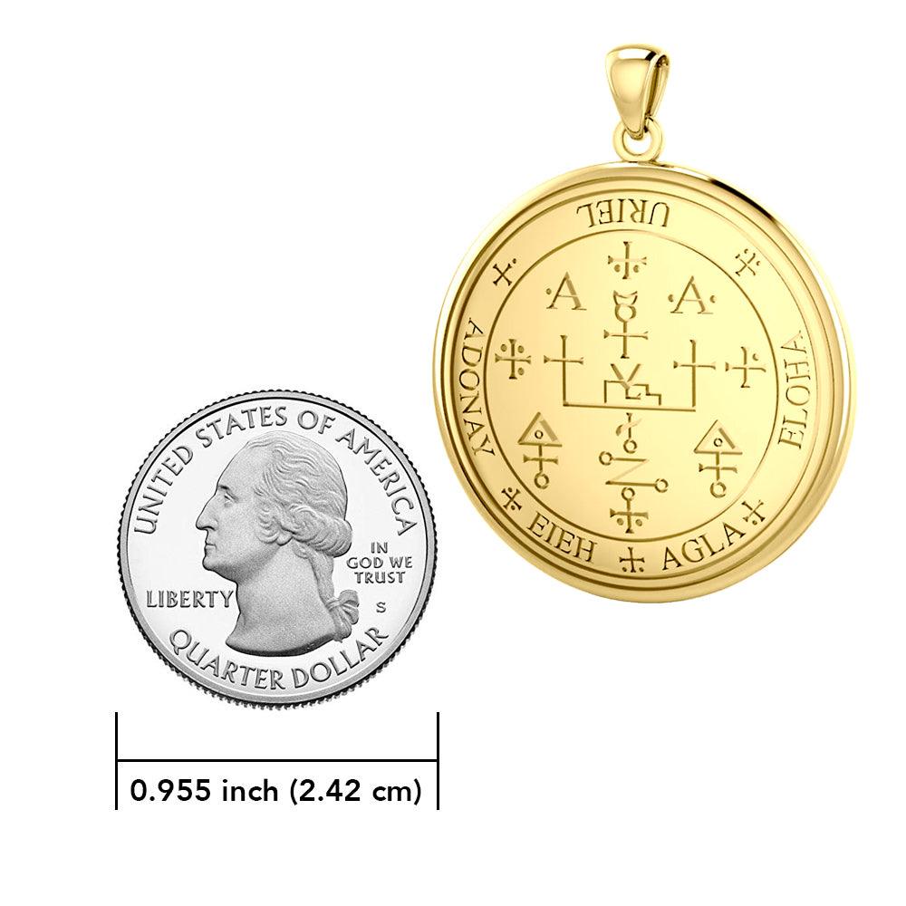 Sigil of the Archangel Uriel Solid Gold Pendant