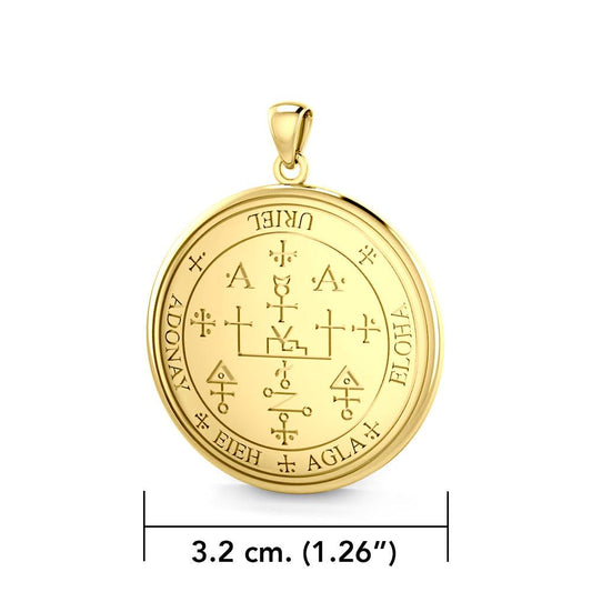 Sigil of the Archangel Uriel Solid Gold Pendant
