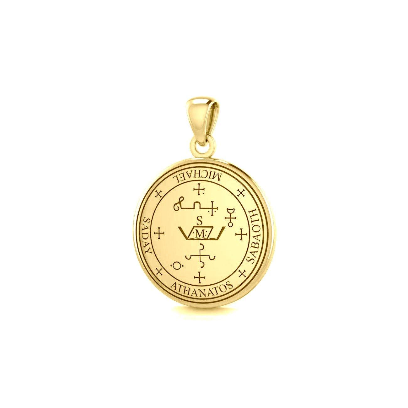 Sigil of Archangel Michael Solid Gold Small Pendant Jewelry for Protection and Strength