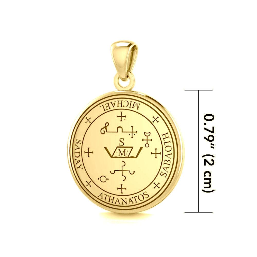Sigil of Archangel Michael Solid Gold Small Pendant Jewelry for Protection and Strength