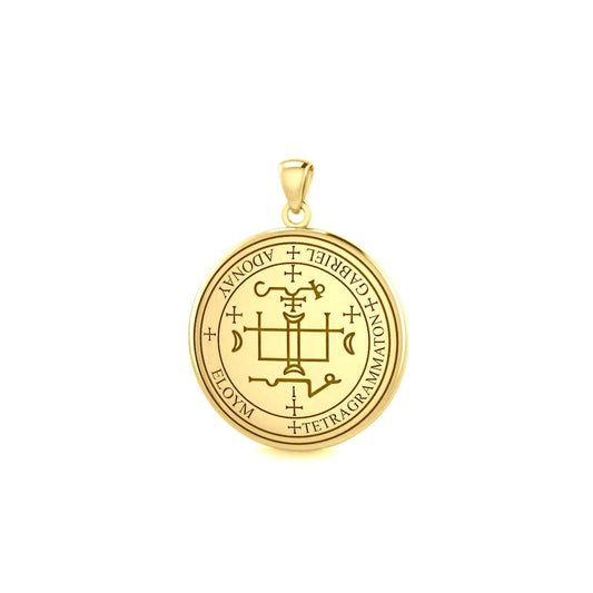 Archangel Gabriel Sigil Pendant In Solid Gold Small Necklace For Divine Guidance And Protection