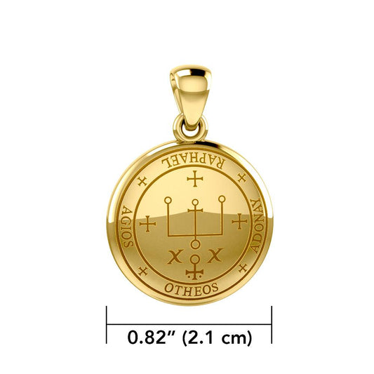 Sigil Of The Archangel Raphael Small Solid Gold Pendant Elegant Sacred Jewelry For Protection And Guidance