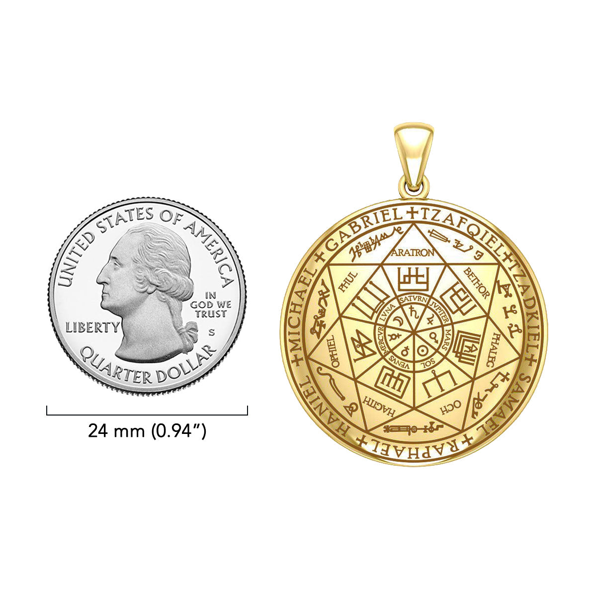 The Seven Archangels Solid Gold Pendant - (Solid Back)