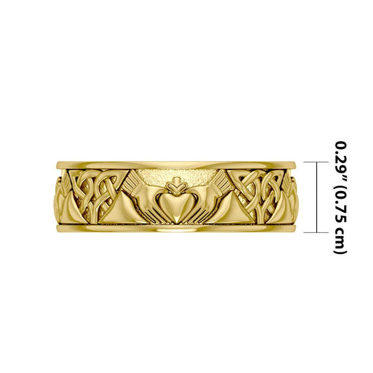 A love to last a lifetime ~ Celtic Knotwork Claddagh 14K Solid Gold Ring