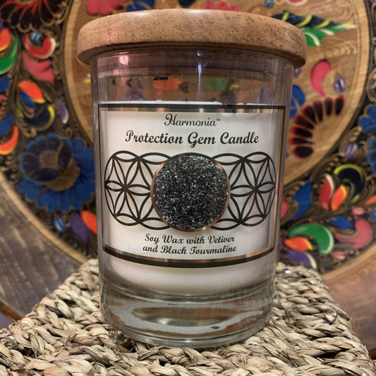 Protection - Black Tourmaline Gemstone Candle