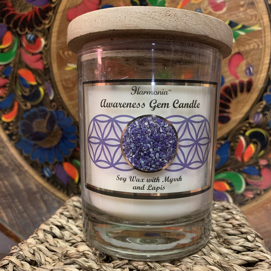 Awareness - Lapis Lazuli Gemstone Candle