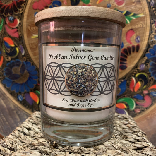Problem Solver - Tiger Eye Gemstone Candle