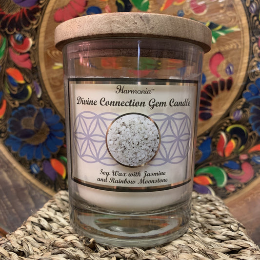 Divine Connection - Moonstone Gemstone Candle