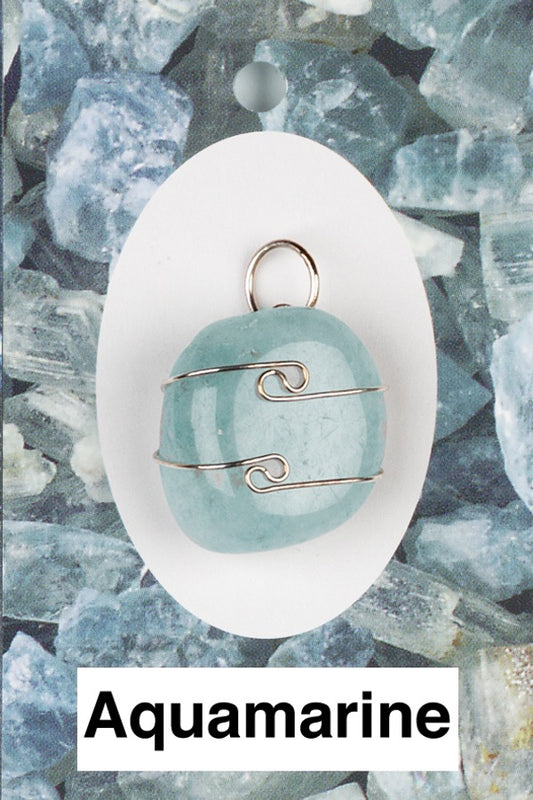 Aquamarine Wire Wrap Pendant