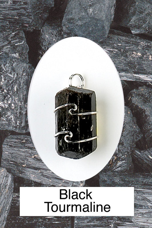 Black Tourmaline Wire Wrap Pendant