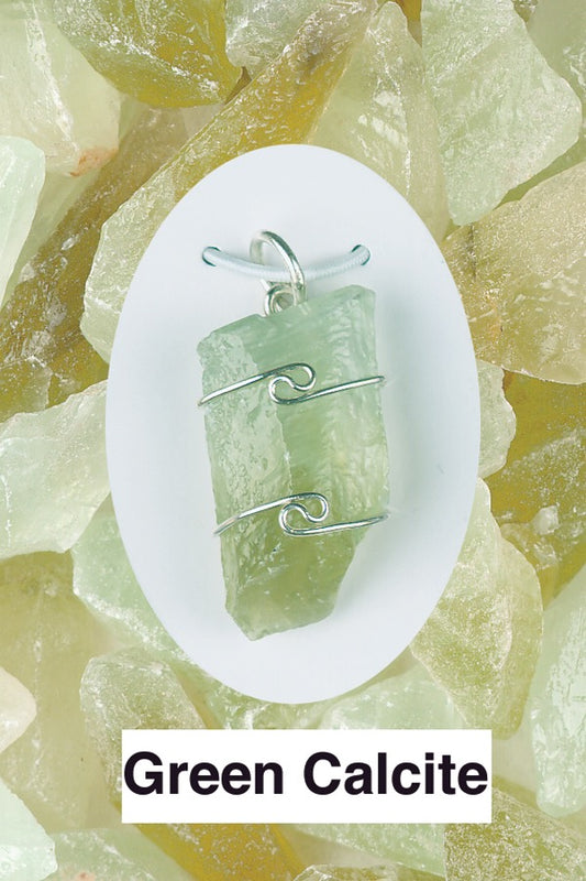 Green Calcite Wire Wrap Pendant