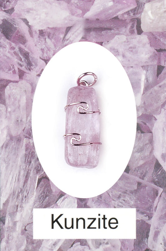 Kunzite Wire Wrap Pendant (Polished Stone)