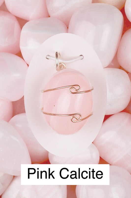 Pink Calcite Wire Wrap Pendant