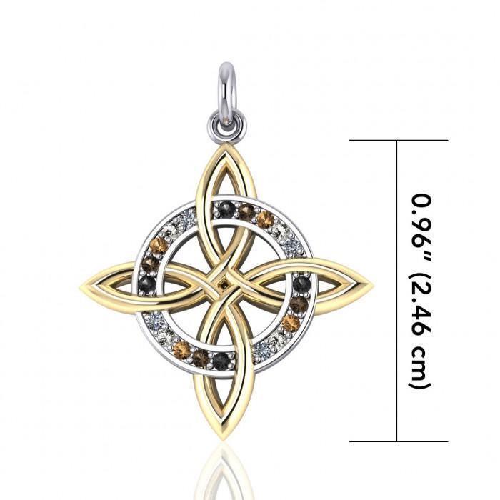 Elegant Celtic Four Point Knot Pendant Made From Sterling Silver With 18K Gold Accent Jewelry