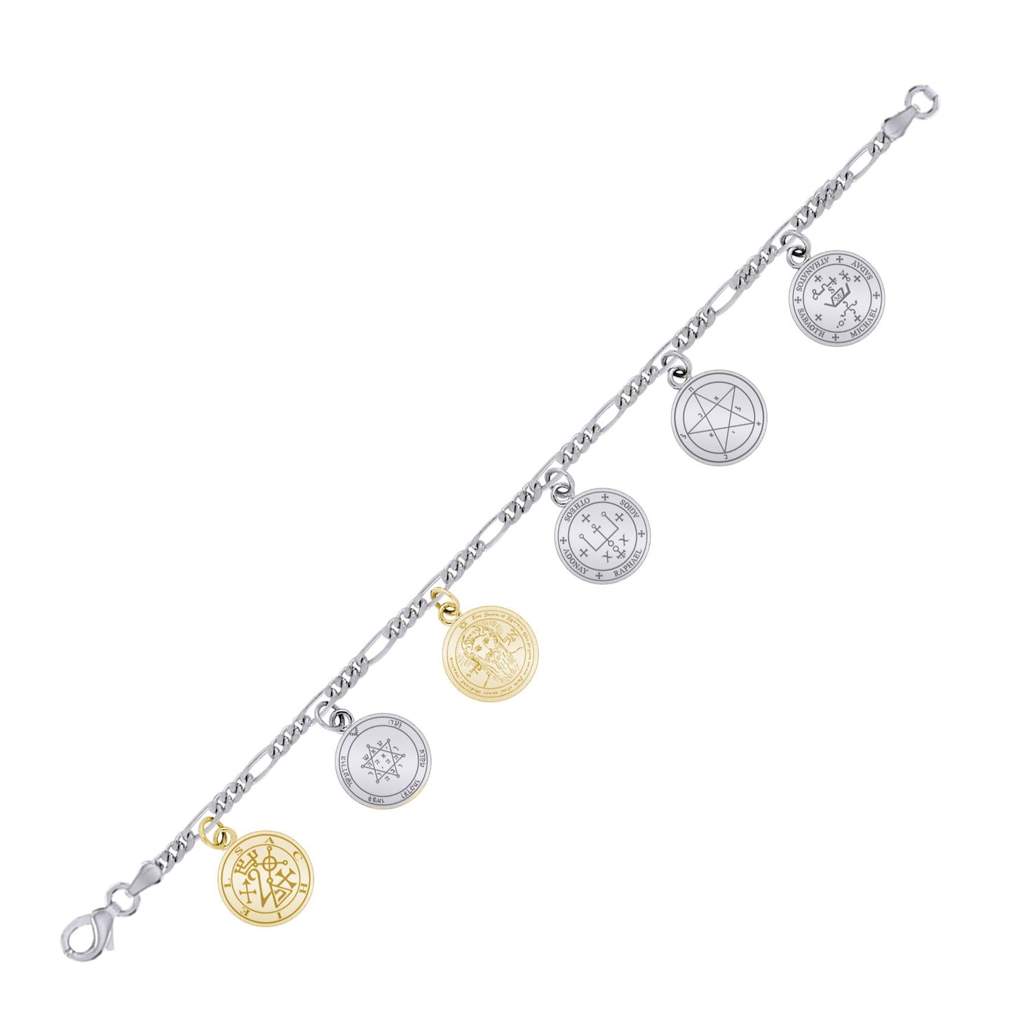 Archangel Seal of Solomon Sterling Silver Charm Bracelet