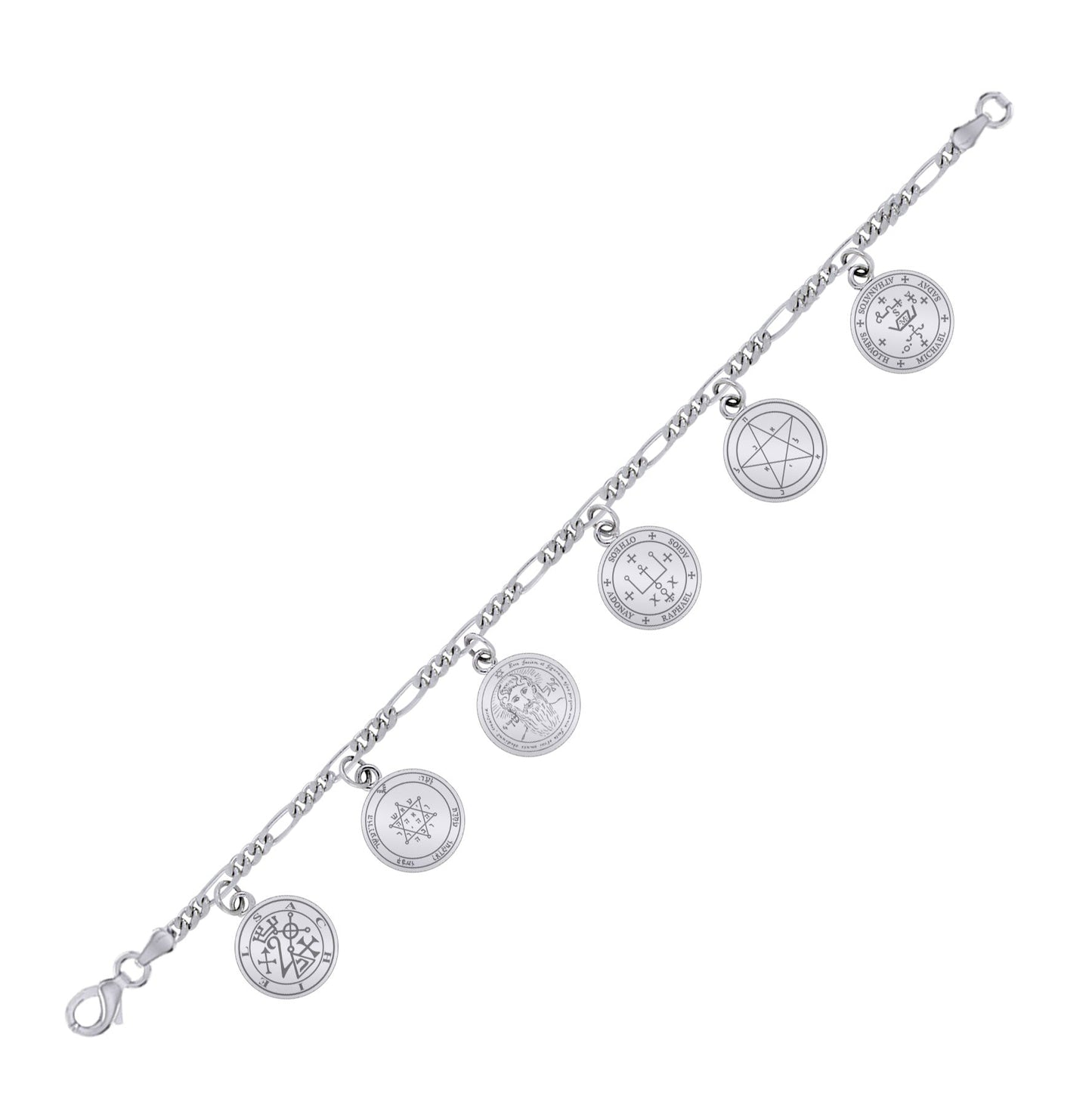 Archangel Seal of Solomon Sterling Silver Charm Bracelet