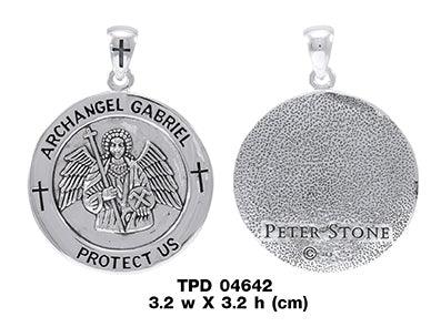 Archangel Gabriel Medallion Pendant Necklace Spiritual Angel Jewelry Symbol Faith Protection Gift