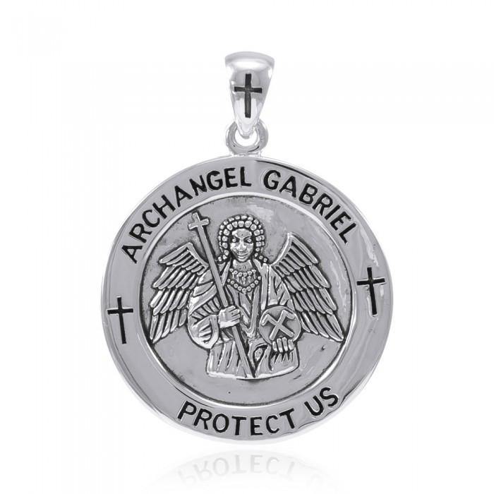 Archangel Gabriel Medallion Pendant Necklace Spiritual Angel Jewelry Symbol Faith Protection Gift