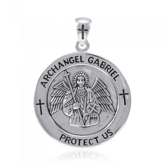 Archangel Gabriel Medallion Pendant Necklace Spiritual Angel Jewelry Symbol Faith Protection Gift
