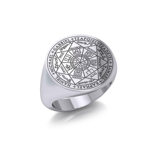 Seven Archangels Seals Sterling Silver Signet Ring for Men Spiritual Jewelry