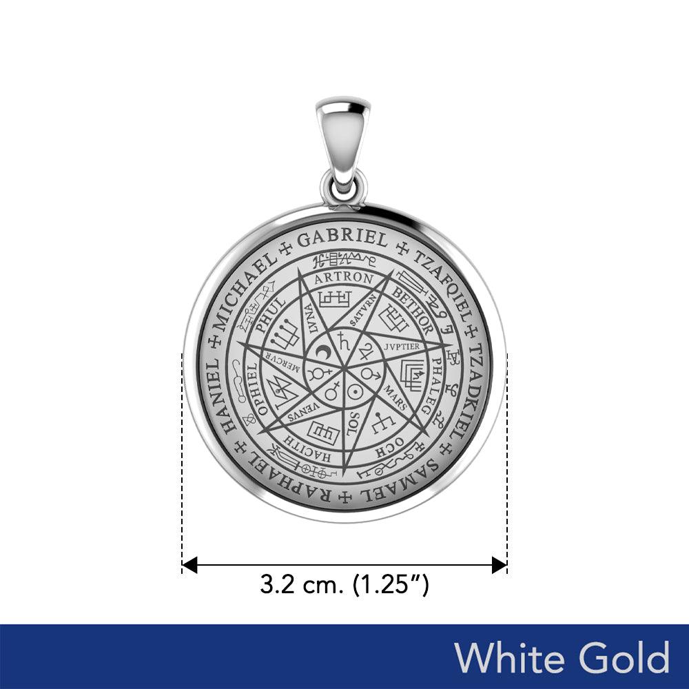 Sigil of Seven Archangels Inspired Solid White Gold Pendant