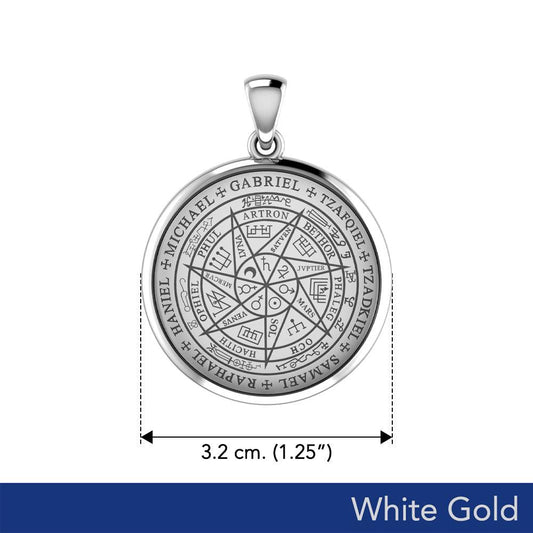 Sigil of Seven Archangels Inspired Solid White Gold Pendant