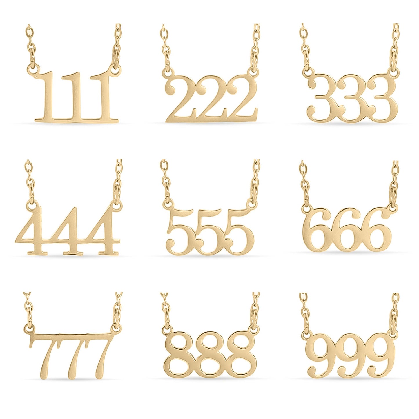 Angel Number Necklace Stainless Steel/Gold Finish