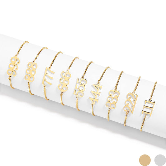Angel Number Bracelet Stainless Steel/Gold