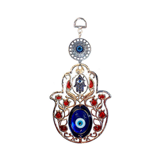 Wall Hanging Evil Eye Hand with Flowers