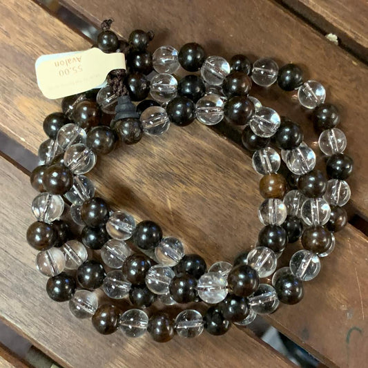 Mala Obsidian and Quartz