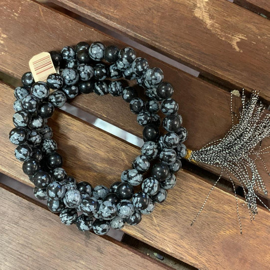 Mala Snowflake Obsidian