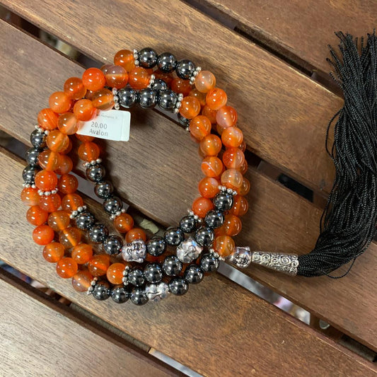 Mala Carnelian with Hematite