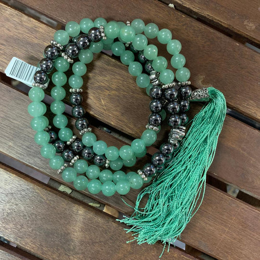 Mala Aventurine with Hematite